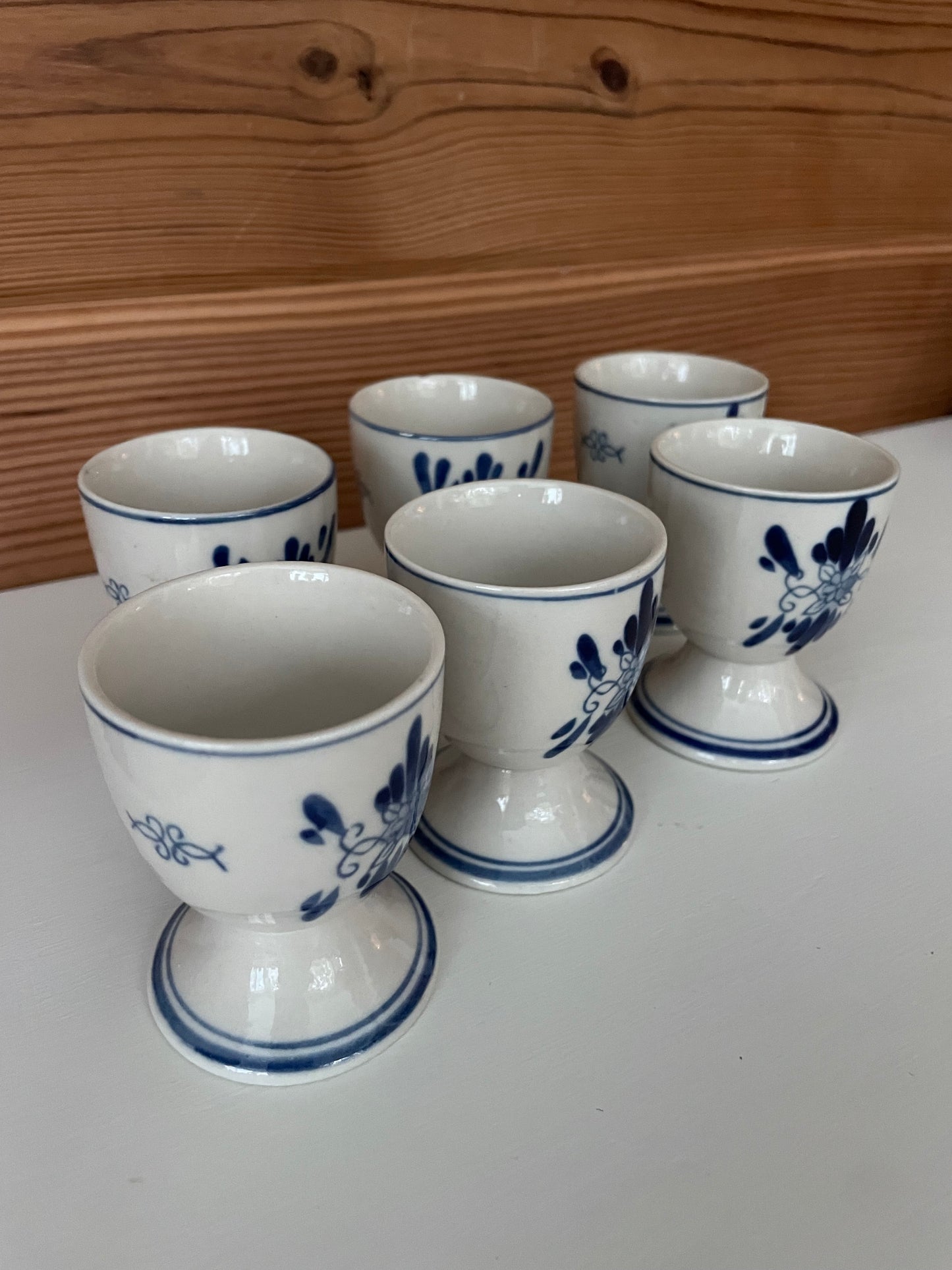 Vintage Delft Blue Hand Painted Egg Cups