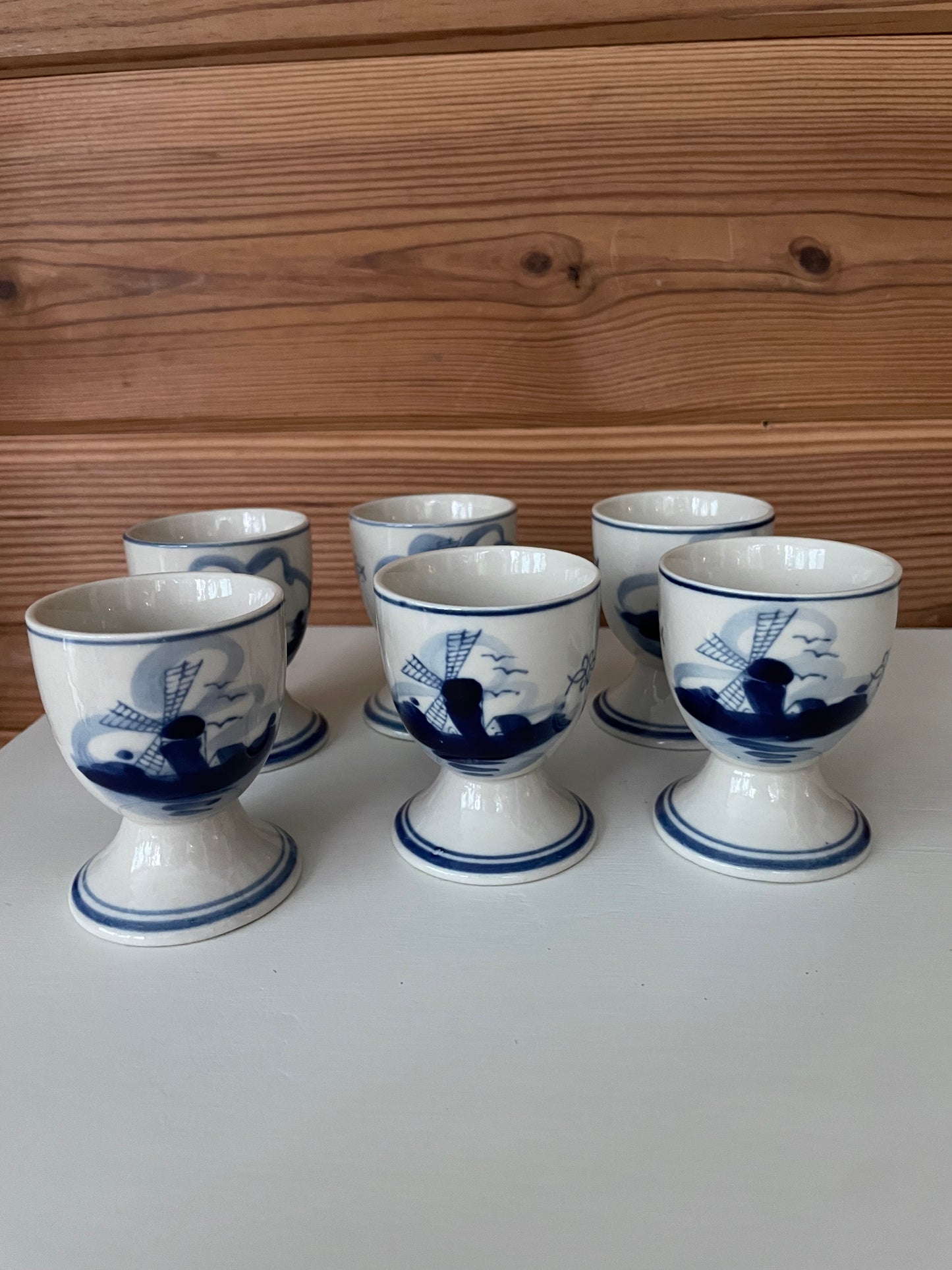 Vintage Delft Blue Hand Painted Egg Cups