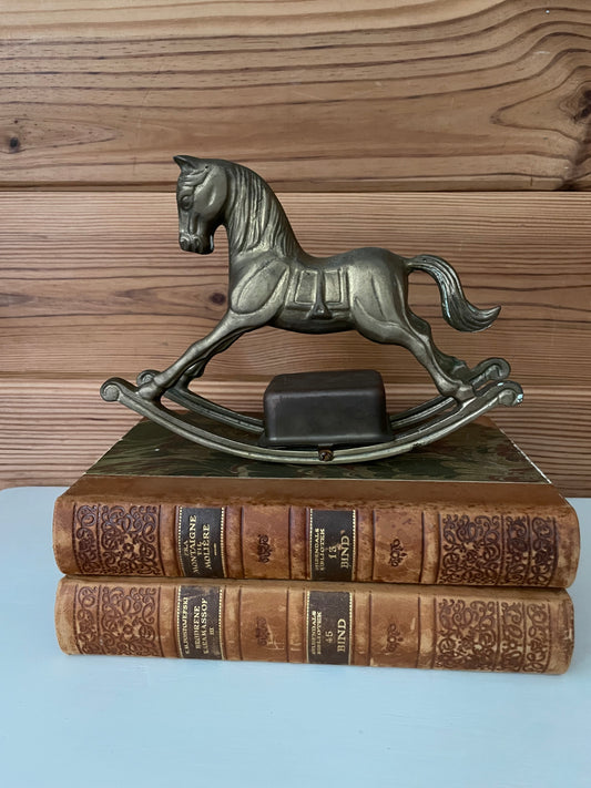 Vintage Brass Musical Rocking Horse