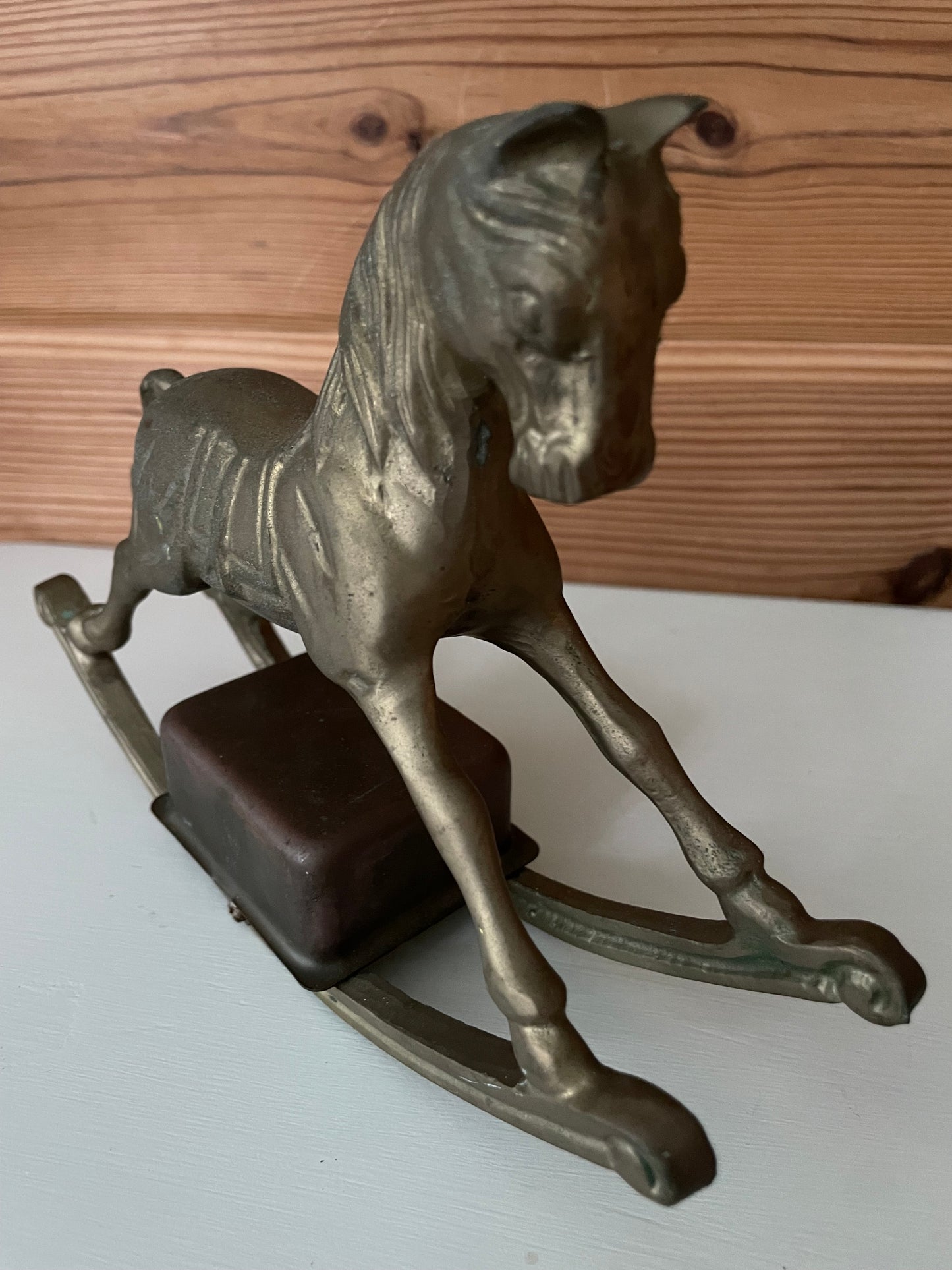 Vintage Brass Musical Rocking Horse