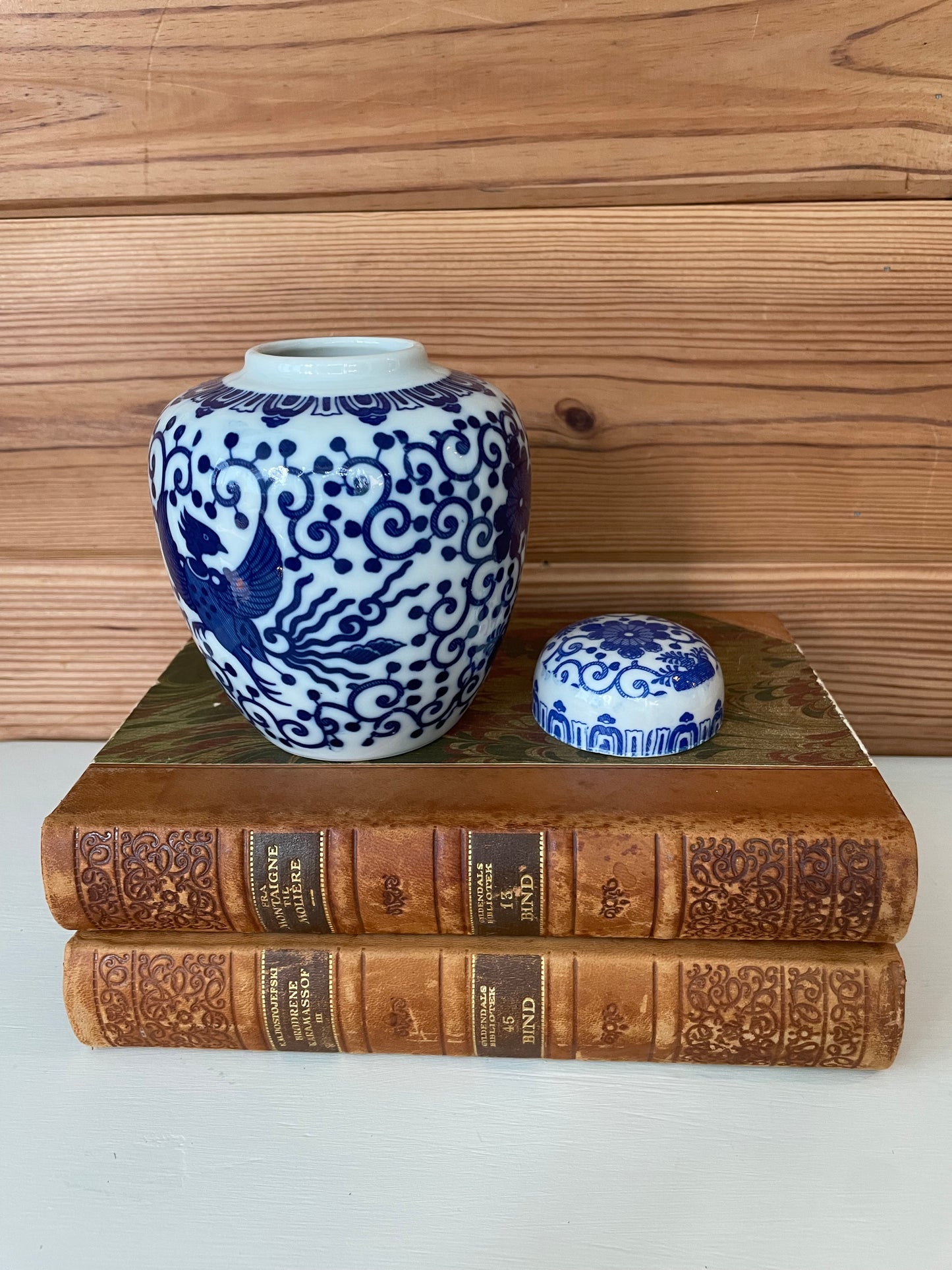 Vintage Blue & White Small Ginger Jar