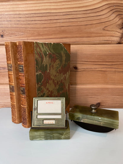 Vintage Green Marble Perpetual Calendar-Ink Blotter