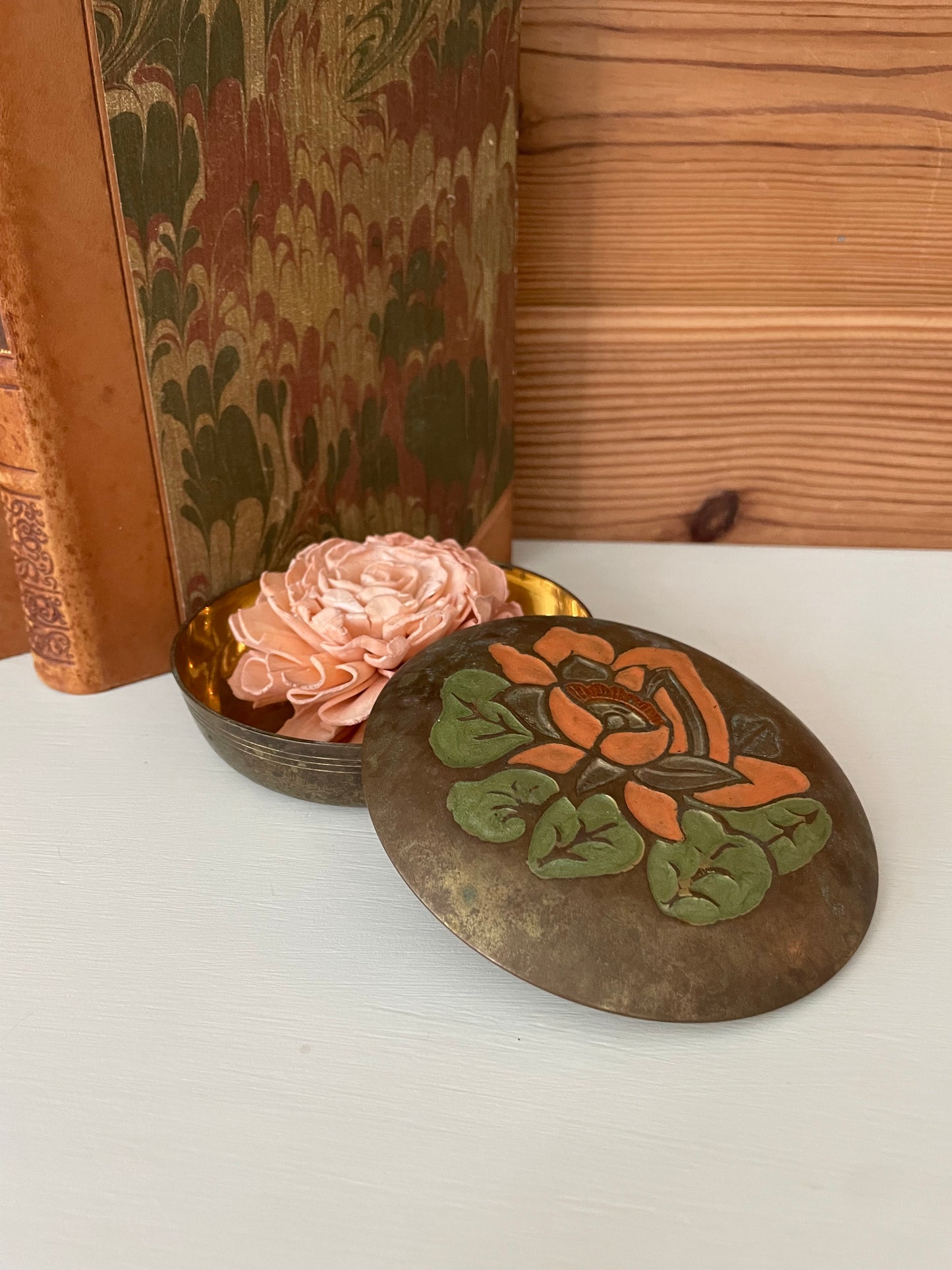 Vintage Brass Floral Trinket Dish