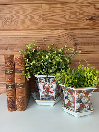 Vintage Japanese Hexagon Plant Pots