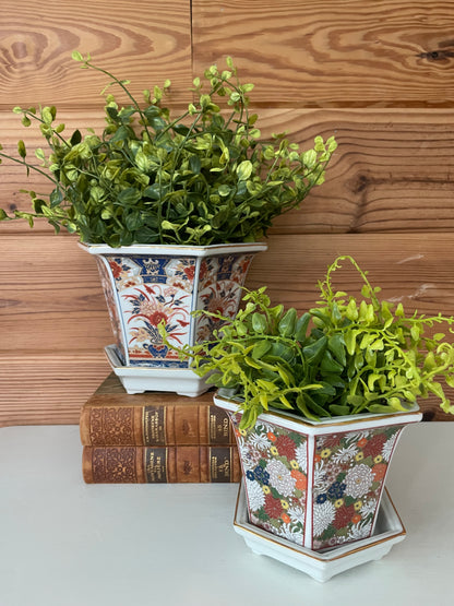 Vintage Japanese Hexagon Plant Pots