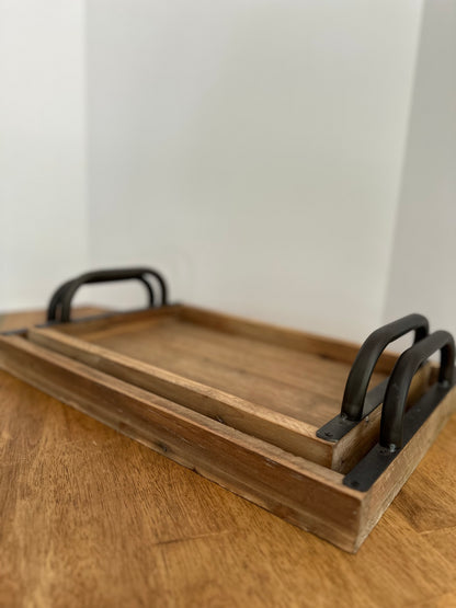 Wooden Serving Tray with Handles