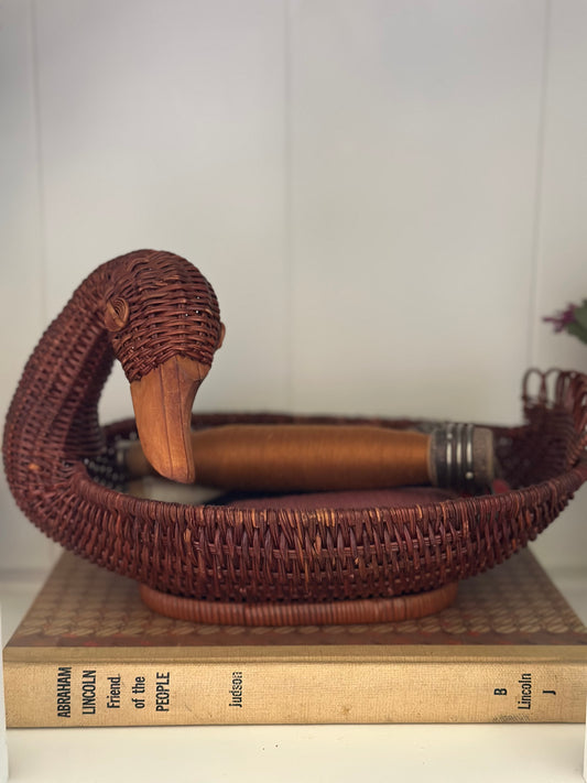 Vintage Wicker Duck Basket
