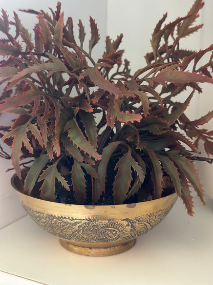 Vintage Etched  Brass Bowl
