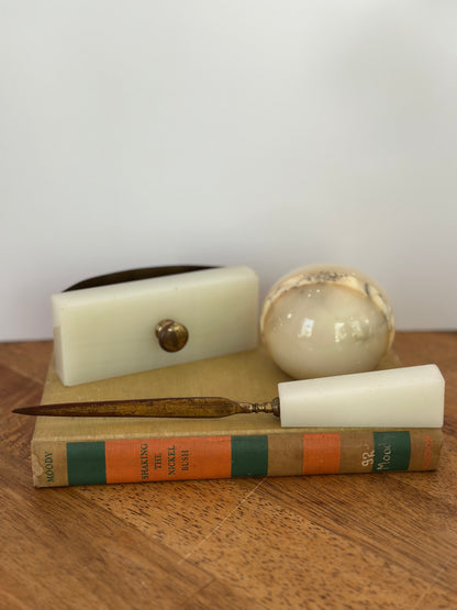 Vintage Marble & Brass Desk Set