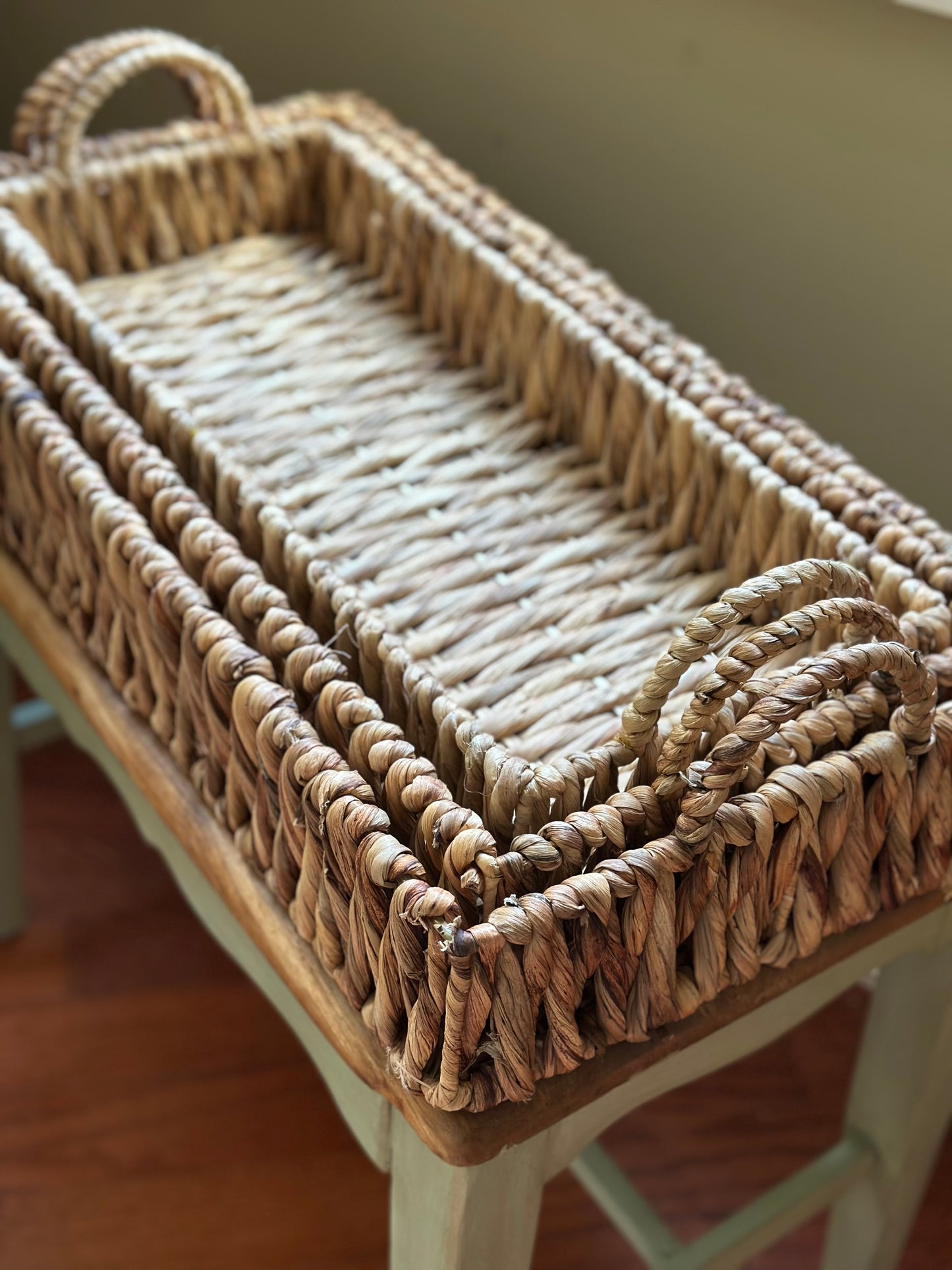 Hyacinth Basket Tray With Handles (3 sizes)