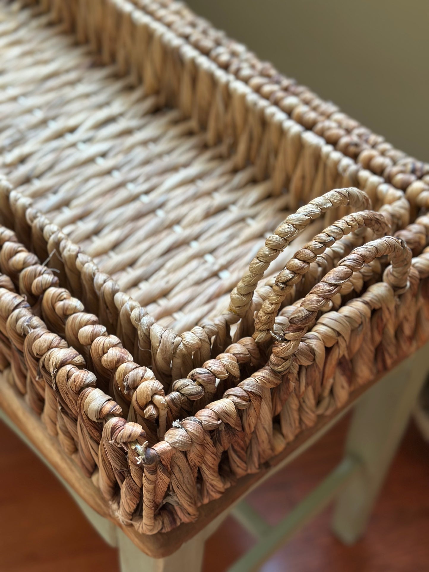 Hyacinth Basket Tray With Handles (3 sizes)