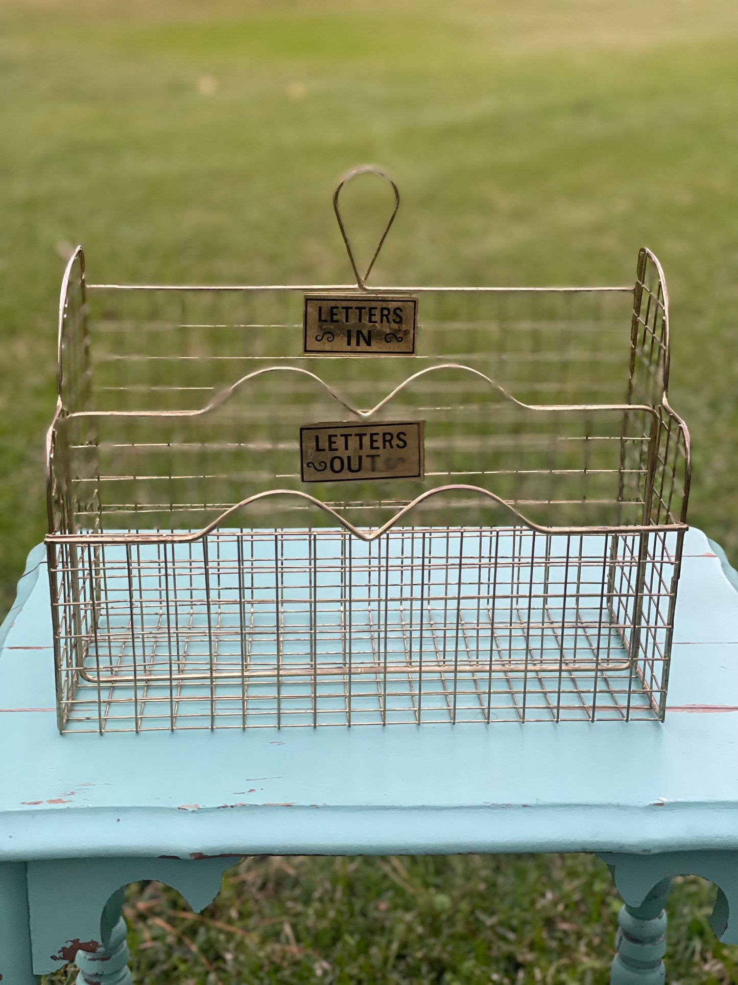 Vintage Brass Letter Basket