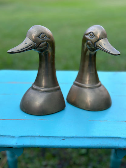 Vintage Brass Duckhead Bookends