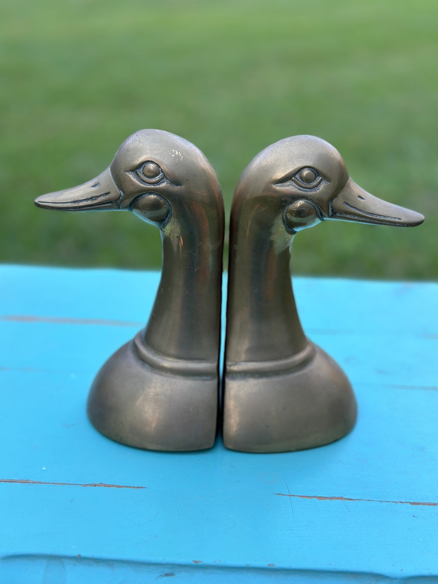 Vintage Brass Duckhead Bookends