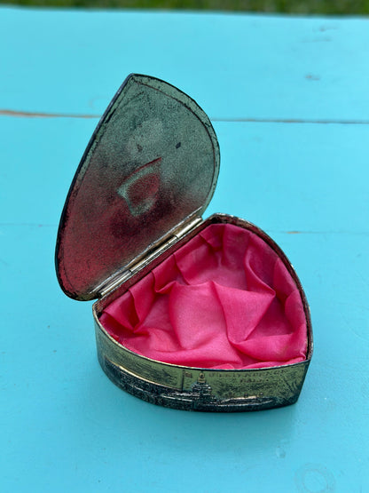 Vintage Brass Heart Trinket Box