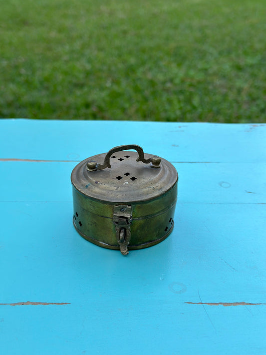 Vintage Brass Round Trinket Box