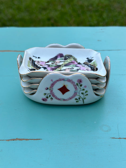 Vintage Porcelain Poker Stacking Ash Tray