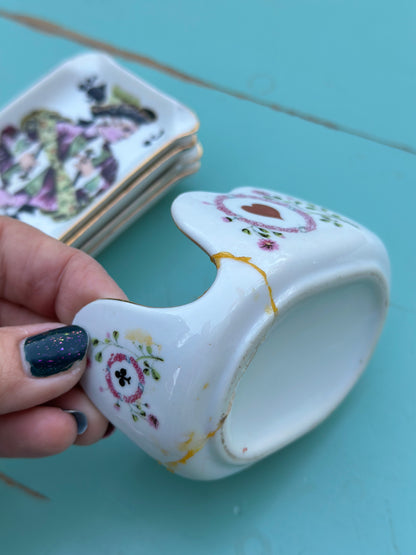 Vintage Porcelain Poker Stacking Ash Tray