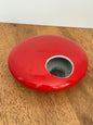 Flat Round Red Ikebana Ceramic Flower Frog