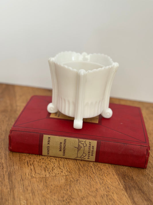 Vintage Milk Glass Footed Sugar Bowl