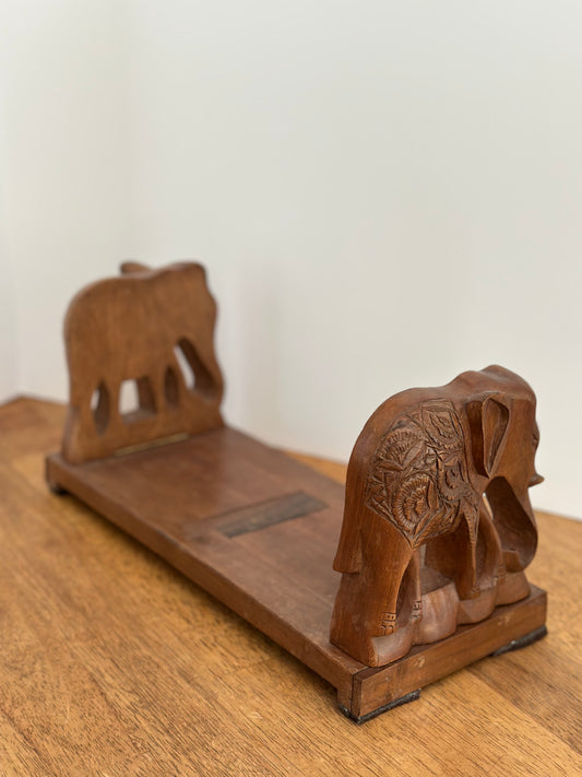 Hand Carved Wooden Sliding Bookends