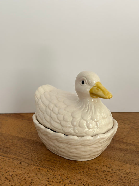 Vintage Duck On Nest Dish