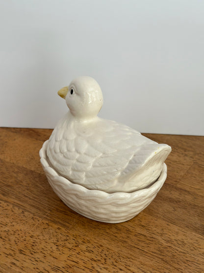 Vintage Duck On Nest Dish