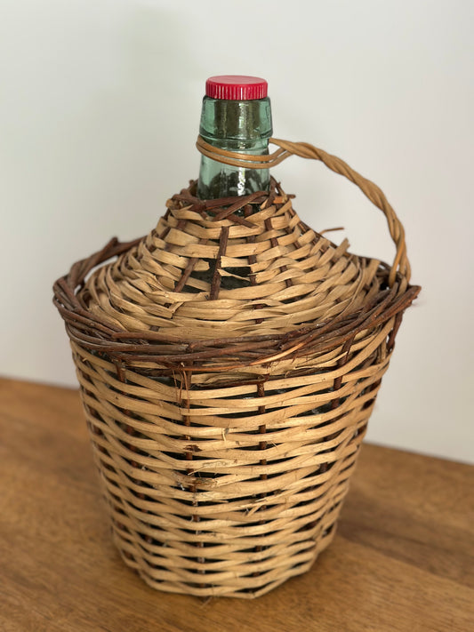 Vintage Wicker Wrapped Demijohn Bottle