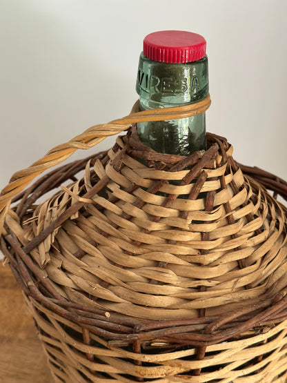 Vintage Wicker Wrapped Demijohn Bottle