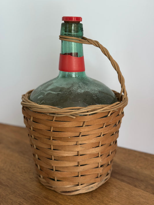 Vintage Wicker Wrapped Demijohn Bottle