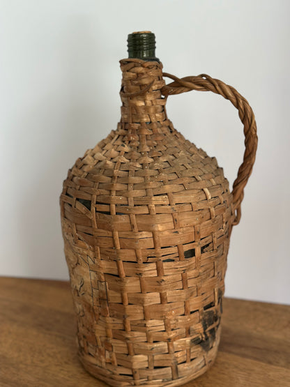 Vintage Wicker Wrapped Demijohn Bottle