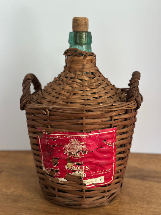 Vintage Wicker Wrapped Demijohn Bottle