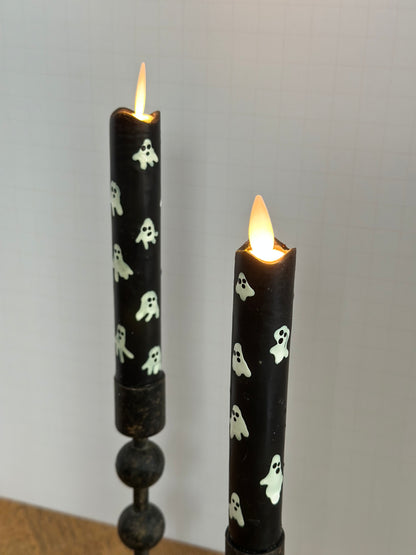 6 1/2" Black Ghost Moving Flame Candle Set (2)
