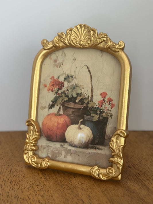 Gold Framed 5x7 Pumpkin Flower