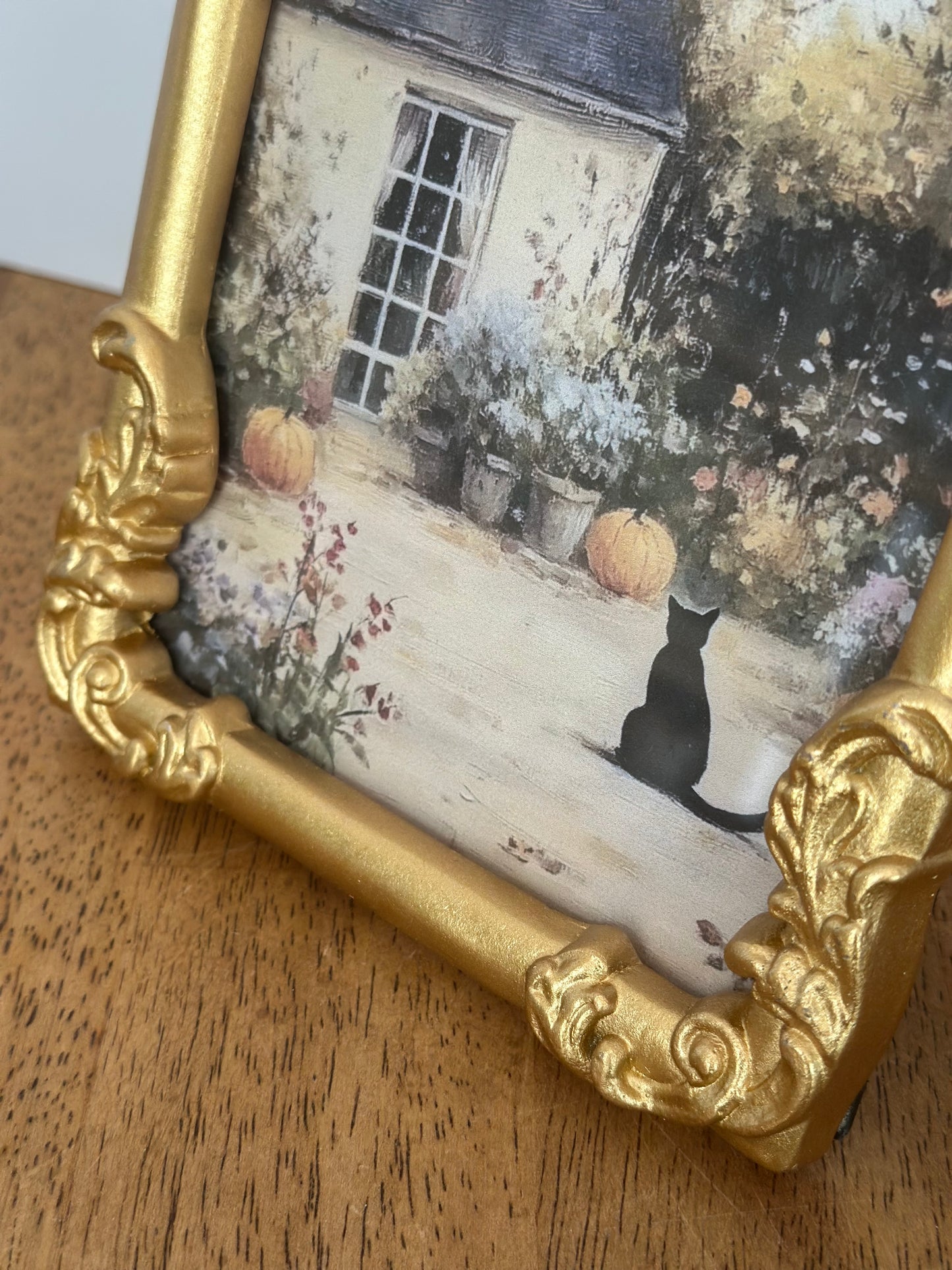 Gold Framed 5x7 Cottage Cat