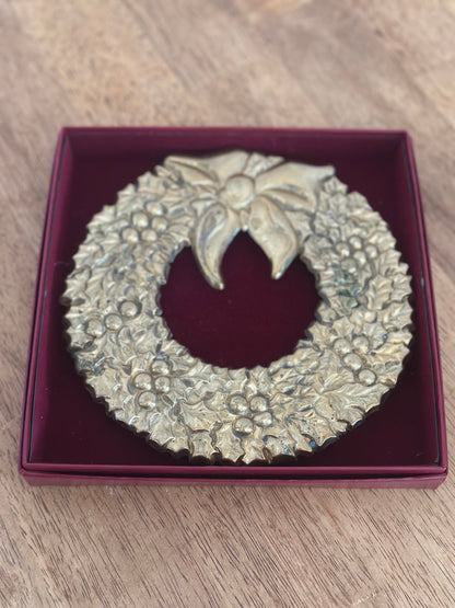 Gorham Brass Christmas Wreath Trivet