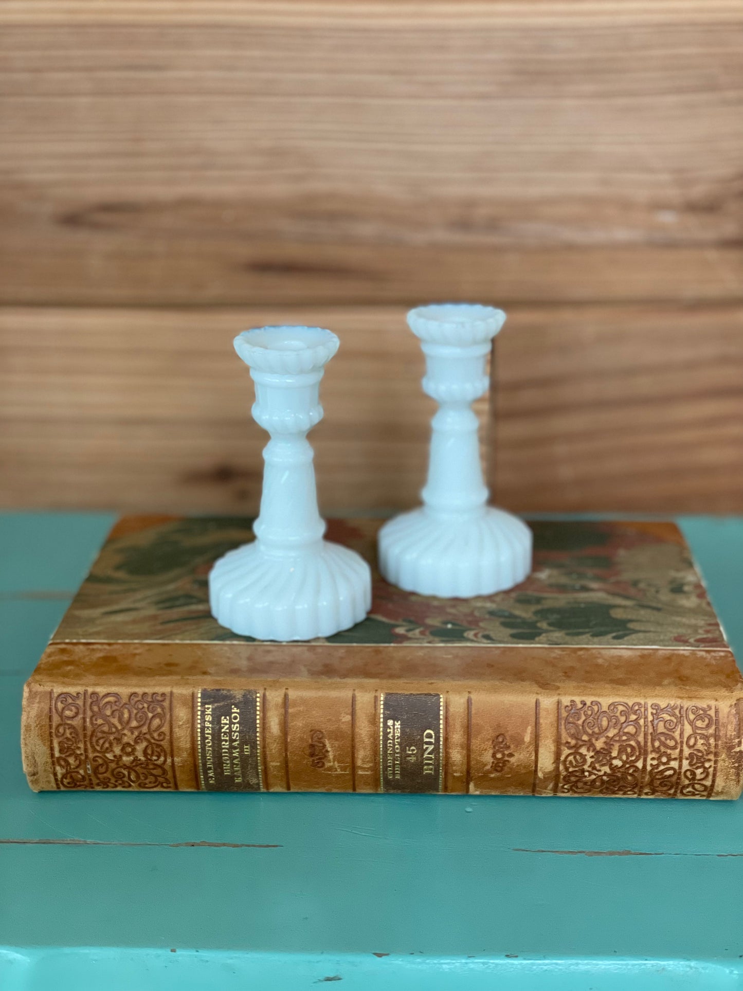 Vintage White Opaline Candlesticks - 3.5" Set of 2