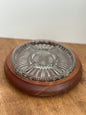 Vintage Wood/Glass Oval Serving Tray