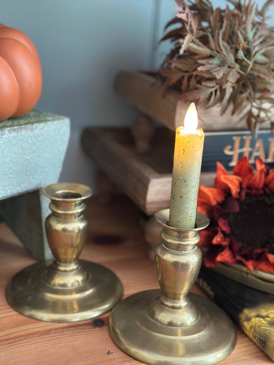 Vintage Brass Taper Candlestick Holders 4.5"