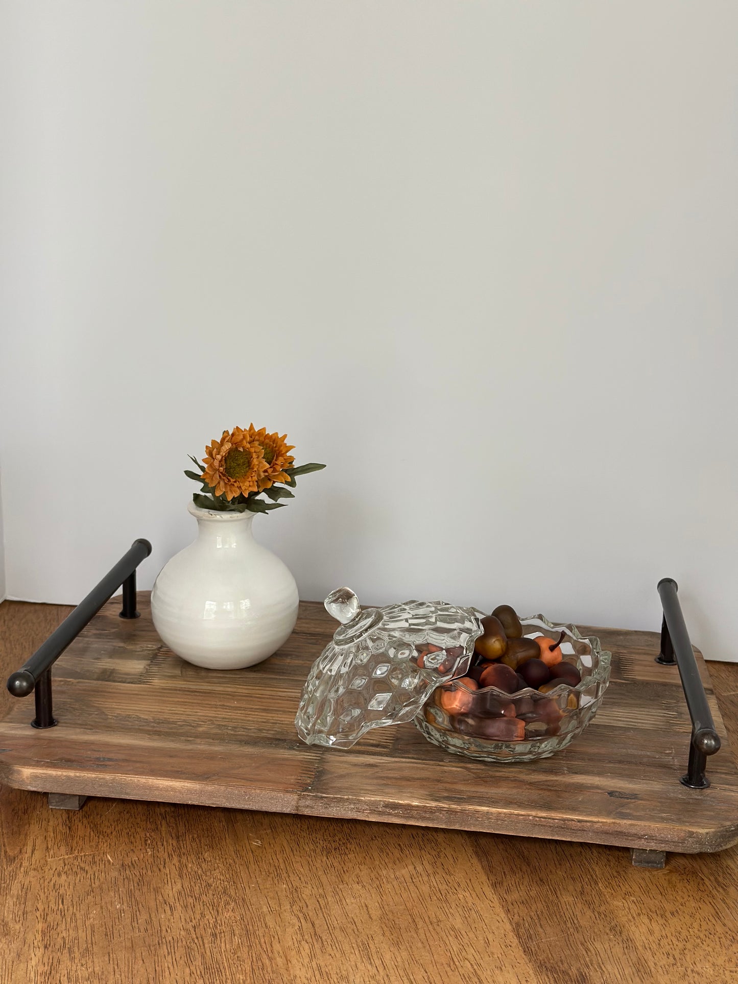 Reclaimed wood tray with handles