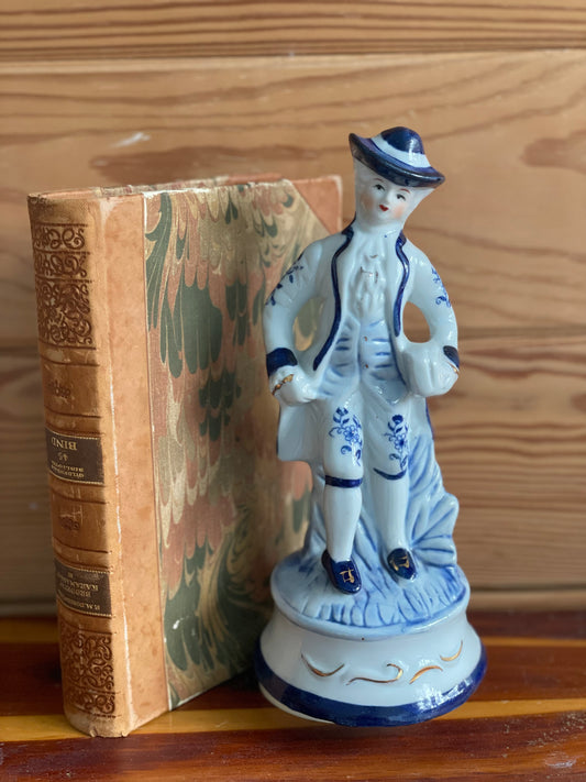 Vintage Blue and White Victorian Figurine Music Box (Inoperable)