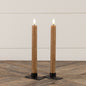 3D Flame Beige Taper Candle 9.5" Set of 2