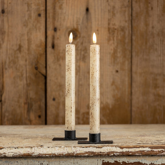 3D Flame Cream Taper Candle - 9.5" Set of 2