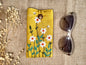 Flower Embroidered Soft Linen Padded Glasses Case