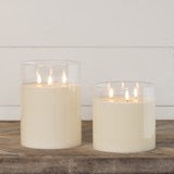 Glass 3 Wick 3D Flame Candle - 8"