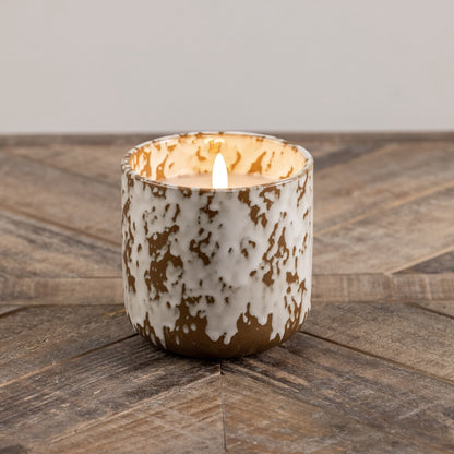 3D Flame Tan Speckled Ceramic Candle - 4"