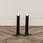 Moving Flame Black Taper Candle - 6.75" Set of 2