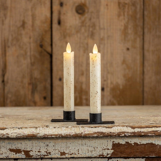 Moving Flame Cream Taper Candle - 6.75" Set of 2