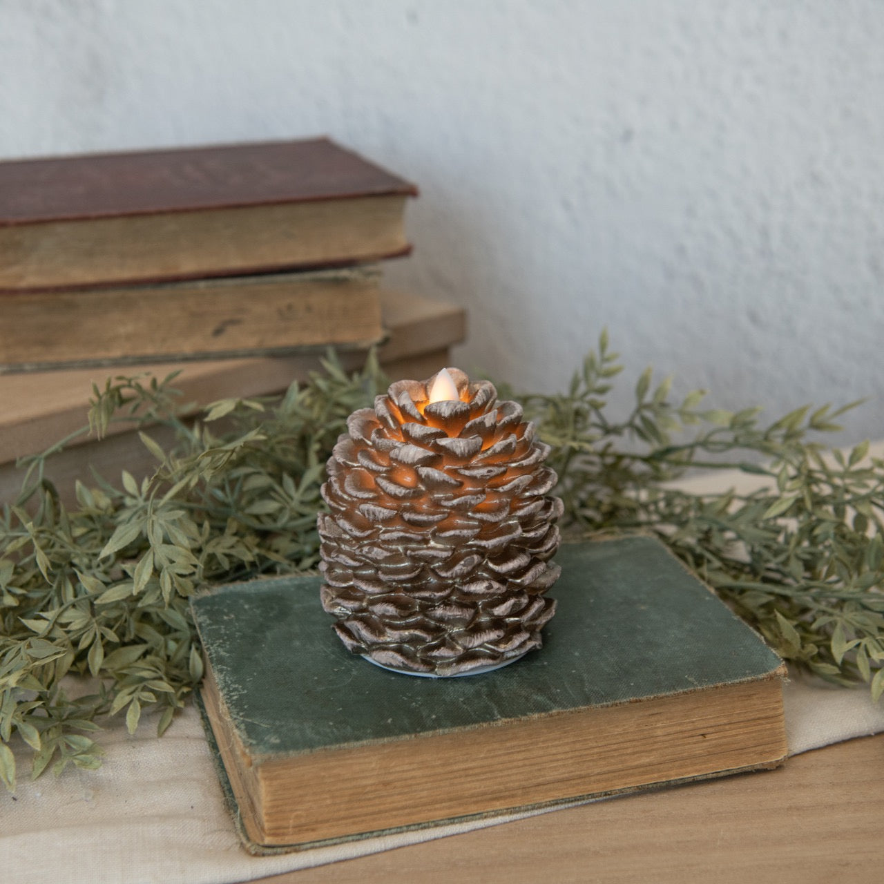 Moving Flame Pinecone Candle - 4.25"