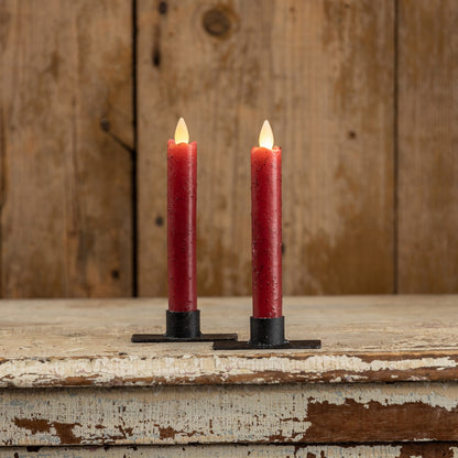 Moving Flame Red Taper Candle - 6.75" Set of 2